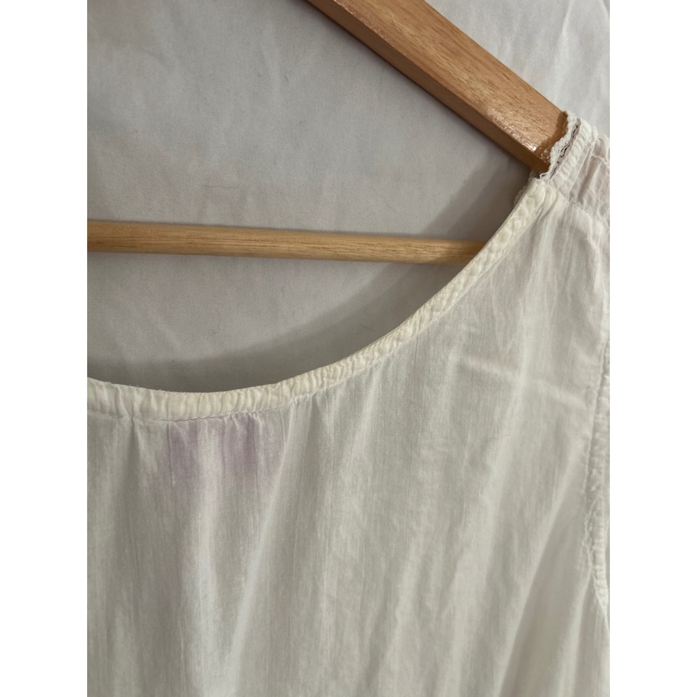 Saybury White Cotton Lace Trimmed Button Front Tiered Midi Dress large Vintage - Picture 6 of 9